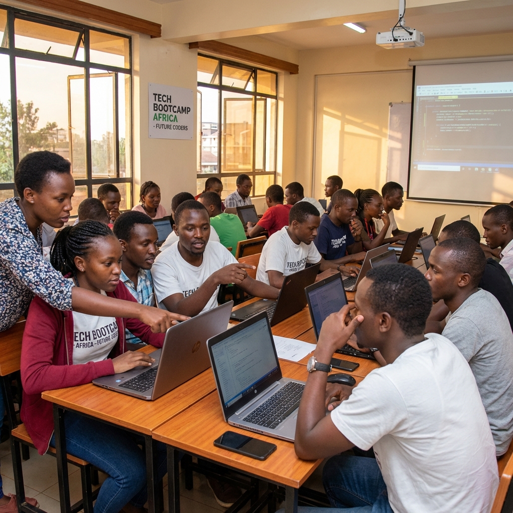 African student learning through digital platform
